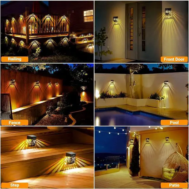 Alt view image 5 of 7 - LOFTEK Solar Deck Lights, 8 Pack Solar Fence Lights, Outdoor Patio Decorative Light, Dusk to Dawn, Waterproof, Fence Post Light for Railing, Garden, Backyard, Stair, Step, Camping, Warm White