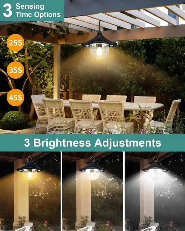 Alt view image 4 of 7 - Solar Shed Light Outdoor Indoor 3000LM Solar Lights Daytime Available with Remote Control, Double Motion Sensor & 5 Lighting Modes, Solar Indoor Lights for Gazebo, Shed, Garage, Barn