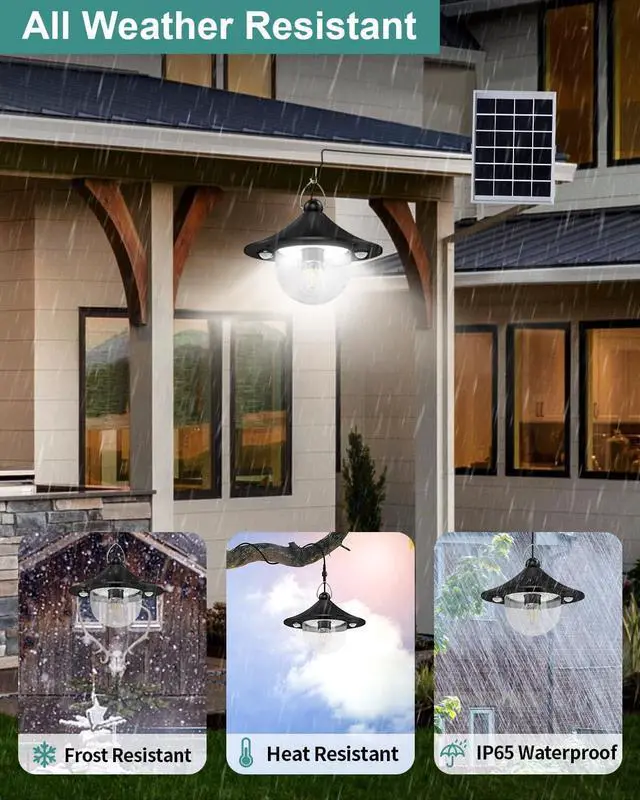 Alt view image 7 of 7 - Solar Shed Light Outdoor Indoor 3000LM Solar Lights Daytime Available with Remote Control, Double Motion Sensor & 5 Lighting Modes, Solar Indoor Lights for Gazebo, Shed, Garage, Barn