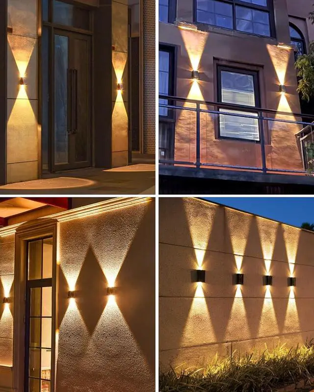 Alt view image 5 of 6 - LUHLEE Solar Wall Lights Outdoor Waterproof IP65,Up & Down Wall Sconce Lights up and Down,3000K Warm Solar Lights Outdoor for House Porch Pergola Garden Patio Fence (Warm White, 4 Pack)