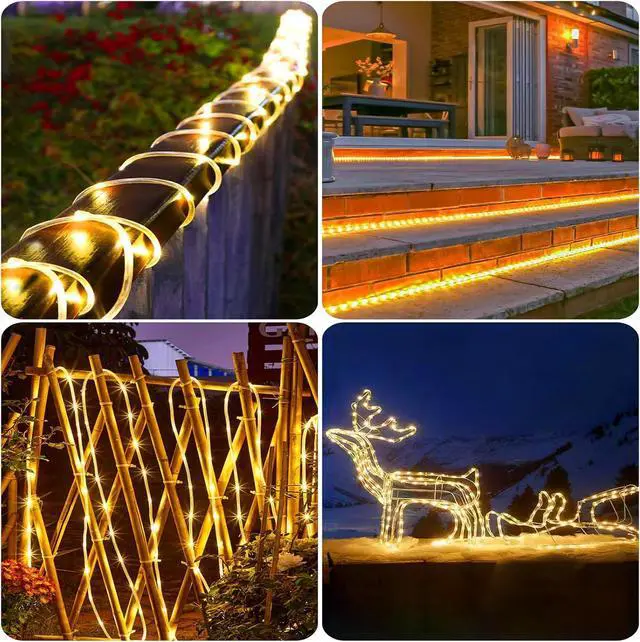 Alt view image 5 of 7 - New Upgraded Solar Rope Lights Outdoor Waterproof 105ft 300 LED Solar Powered String Lights with Remote Timing Dimmable 19 Modes Fairy Lights for Outside Pool Tree Yard Christmas Decor (300LED-Warm)
