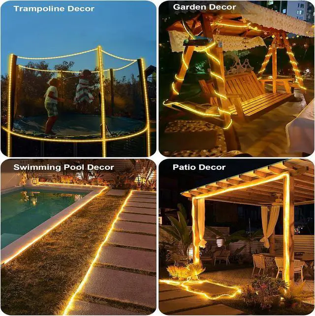 Alt view image 6 of 7 - New Upgraded Solar Rope Lights Outdoor Waterproof 105ft 300 LED Solar Powered String Lights with Remote Timing Dimmable 19 Modes Fairy Lights for Outside Pool Tree Yard Christmas Decor (300LED-Warm)