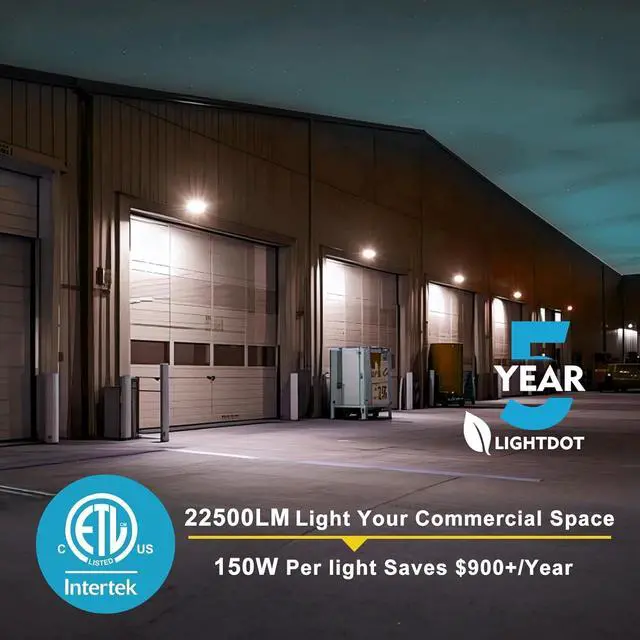 Alt view image 2 of 7 - Lightdot 8Pack 150W LED Wall Pack Lights, 100-277v Dusk to Dawn Photocell, 22500Lm(150Lm/W) 5000K IP65 Wall Mount Outdoor Exterior Lighting, Energy Saving, ETL | 5-Year Warranty(Height:10~20ft)