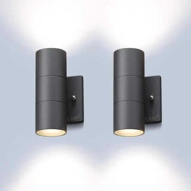 Main image of LMP Modern Outdoor Wall Light Porch Light Patio Light with Black Aluminum Finish for Decoration,Garage 2 Packs Gray
