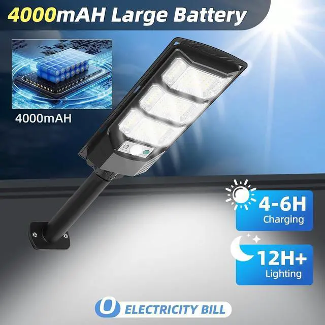 Alt view image 2 of 7 - Solar Outdoor Lights 2 Pack, 6500K Solar Street Lights Outdoor Waterproof with Motion Sensor, Flood Security Light with Remote Control Dusk to Dawn Commercial Lighting for Yard Path