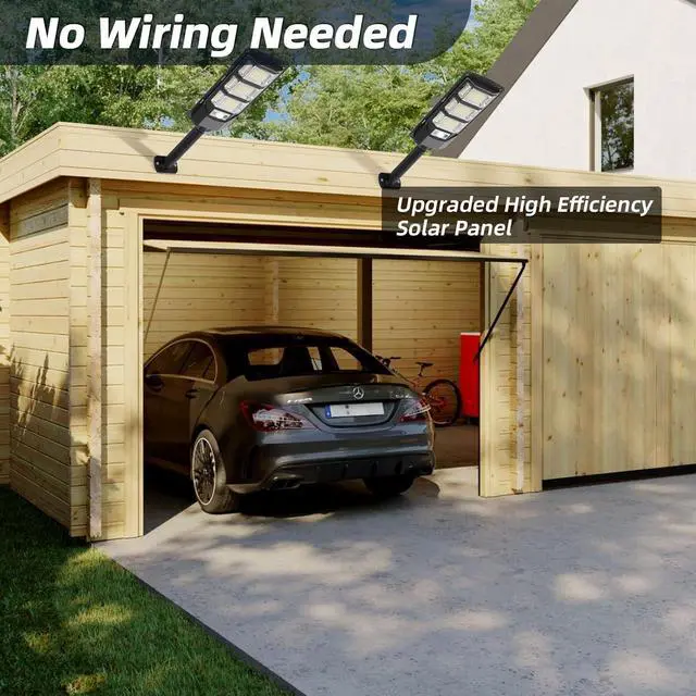 Alt view image 3 of 7 - Solar Outdoor Lights 2 Pack, 6500K Solar Street Lights Outdoor Waterproof with Motion Sensor, Flood Security Light with Remote Control Dusk to Dawn Commercial Lighting for Yard Path