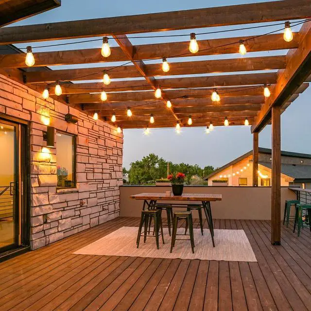 Alt view image 4 of 7 - 192FT(2x96FT) LED Outdoor String Lights, Patio Lights with 60+3 Shatterproof Waterproof 2700K Dimmable Bulbs, Linkable Light for Balcony-Black