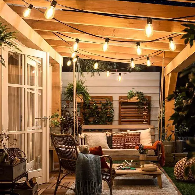 Alt view image 5 of 7 - 192FT(2x96FT) LED Outdoor String Lights, Patio Lights with 60+3 Shatterproof Waterproof 2700K Dimmable Bulbs, Linkable Light for Balcony-Black