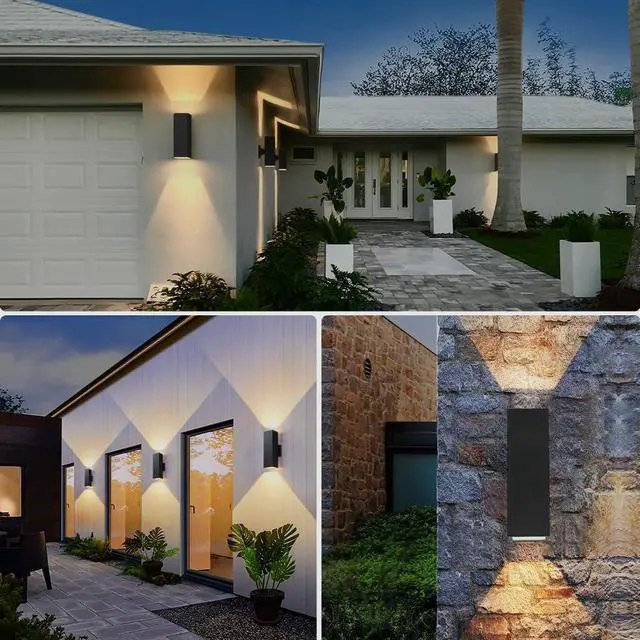 Alt view image 7 of 7 - SHIMR Outdoor Wall Lights Dusk to Dawn 2 Pack, ETL Listed Outdoor Light Fixture Wall Mount, Aluminum Anti-Rust Up and Down Outside Lights for House Porch Garage Patio, LED Bulbs Include