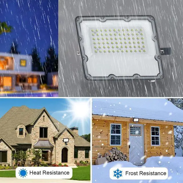Alt view image 3 of 7 - 2 Pack 60W Led Outdoor Flood Light, Exterior Flood Lights, Plug in Flood Light, for Yard, Stadium, Playground, Lawn,Garden, Garages,Basketball Court