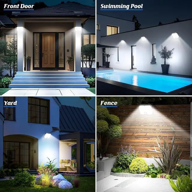 Alt view image 6 of 7 - Solar Outdoor Lights, Motion Sensor Dusk to Dawn Wall Lights Waterproof, LED Outside Solar Powered Security Flood Light Fixtures 3 Modes with 16FT Cable for Front Door Porch Shed Barn Garage, 2 Packs