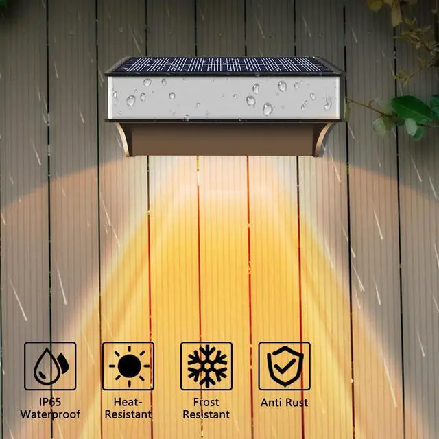 Alt view image 7 of 7 - Solar Fence Lights Outdoor, LED Step Lights with 9 Lighting Options, Stainless Steel & IP65 Waterproof, Dusk to Dawn, Wall Lamps for Outside, Deck, Steps, Patio, Backyard Decor (8 Packs)