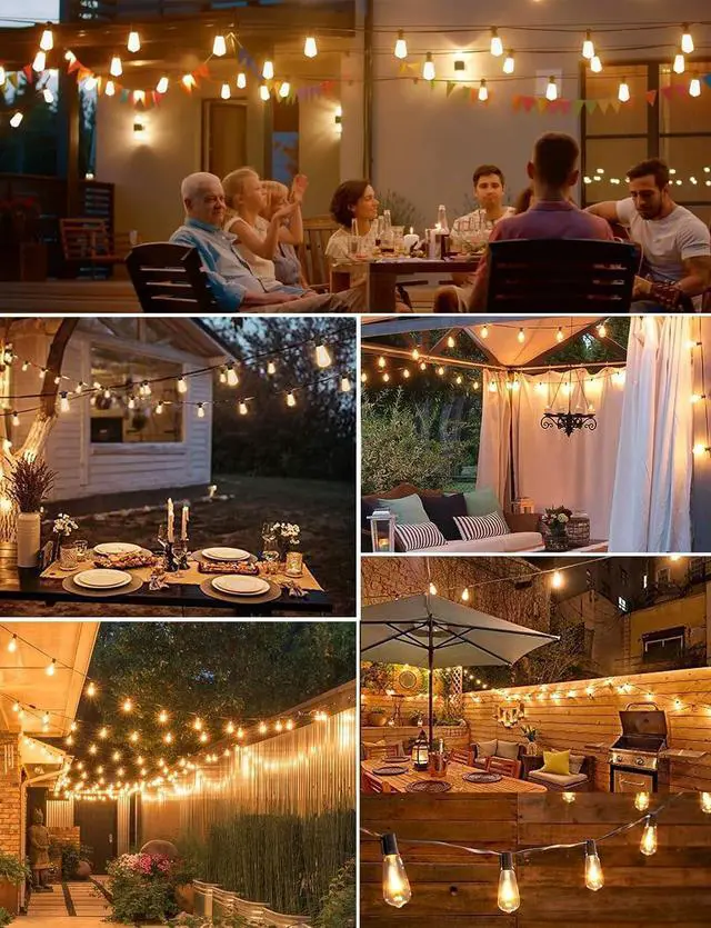 Alt view image 7 of 7 - SUFEIMAS Outdoor String Lights Waterproof 400FT (100ft*4) shatterproof Patio Lights for Outside with 212 Vintage dimmable LED Edison Bulbs,Backyard Lights for Fence Garden,Balcony Porch Party Bistro