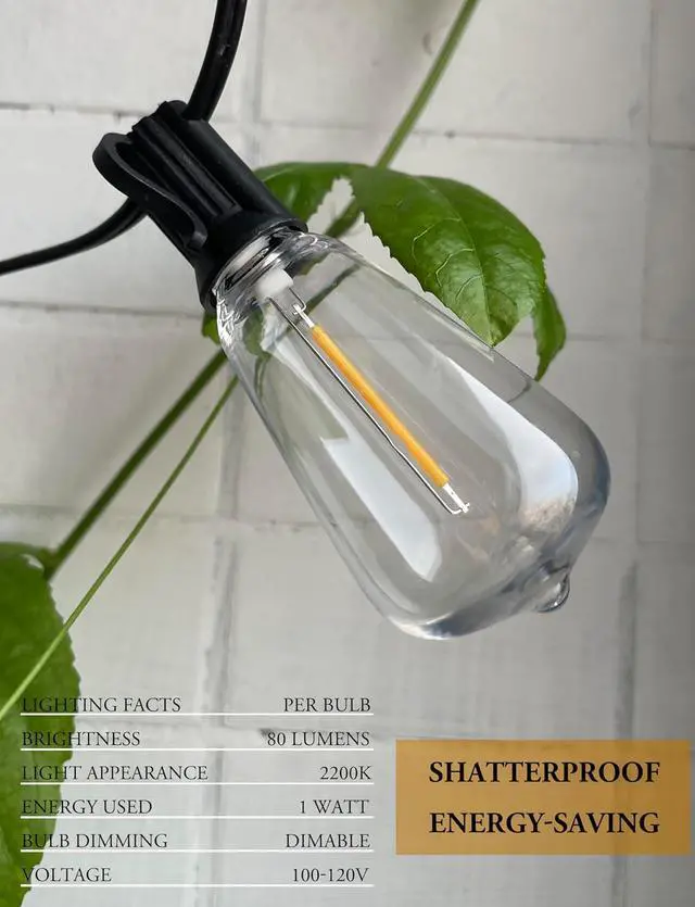 Alt view image 2 of 7 - SUFEIMAS Outdoor String Lights Waterproof 400FT (100ft*4) shatterproof Patio Lights for Outside with 212 Vintage dimmable LED Edison Bulbs,Backyard Lights for Fence Garden,Balcony Porch Party Bistro