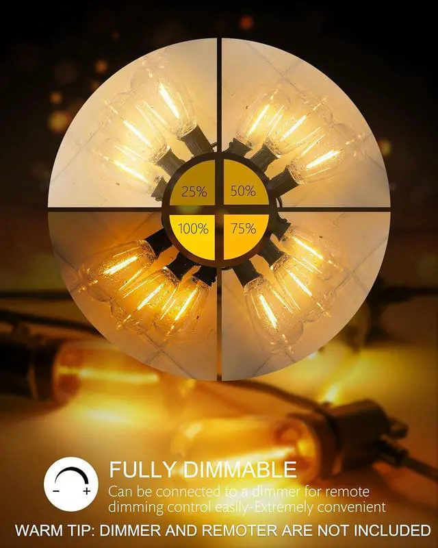 Alt view image 4 of 7 - SUFEIMAS Outdoor String Lights Waterproof 400FT (100ft*4) shatterproof Patio Lights for Outside with 212 Vintage dimmable LED Edison Bulbs,Backyard Lights for Fence Garden,Balcony Porch Party Bistro