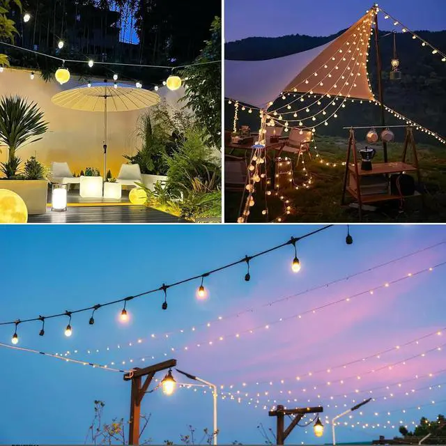 Alt view image 5 of 7 - Upgraded Outdoor String Light Hanging Kit, 350ft Globe String Light Suspension Kit w/Expansion Hook, Stainless Steel 304 String Light Guide Wire, Black Guy Wire kit for Wedding Dinner Barbecue