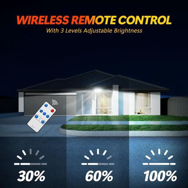 Alt view image 6 of 7 - Solar Motion Sensor Outdoor Lights - 3000LM Dual PIR Motion Detector with Remote, 3 Lighting Modes, 270° Illumination, IP65 Waterproof Security Flood Lights for Yard, Garage, Patio(2 Packs Remote)