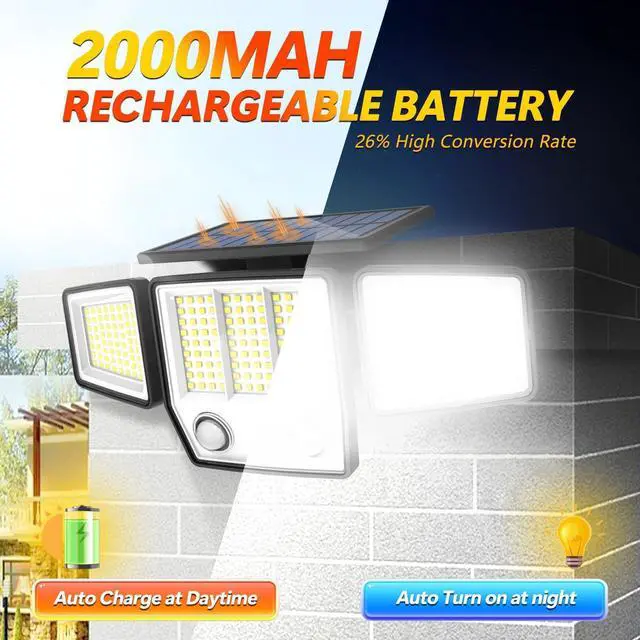 Alt view image 7 of 7 - Solar Motion Sensor Outdoor Lights - 3000LM Dual PIR Motion Detector with Remote, 3 Lighting Modes, 270° Illumination, IP65 Waterproof Security Flood Lights for Yard, Garage, Patio(2 Packs Remote)