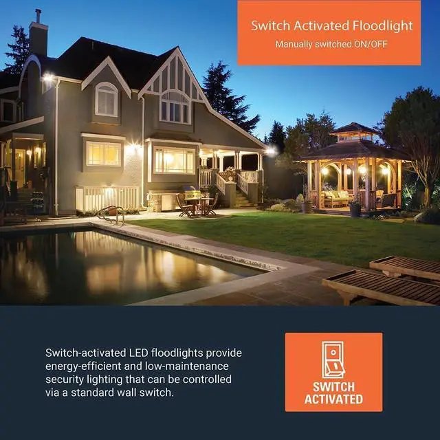 Alt view image 5 of 7 - HALO TGS Outdoor Integrated LED Flood & Security Light Triple Round Head White