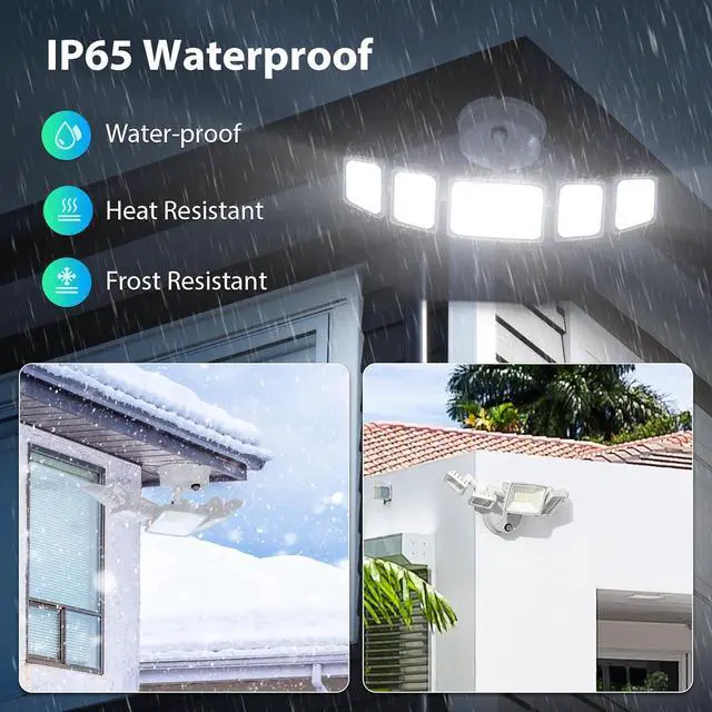 Alt view image 7 of 7 - iMaihom 5 Adjustable Heads Dusk to Dawn Led Outdoor Lighting, 55W Flood Lights Outdoor with Remote Control, 5000LM 6500K Photocell Floodlights, IP65 Waterproof Exterior Security Light for Yard (White)