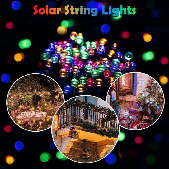 Alt view image 6 of 7 - Solar Christmas Lights Outdoor, 137ft 400 LED 19Mode Solar Powered String Lights Waterproof for Garden Patio Fence Holiday Party(Multicolor)