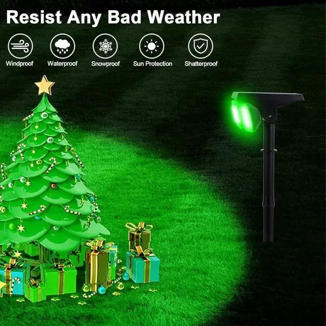 Alt view image 7 of 7 - EMANER Solar Outdoor Spot Lights, RGB Solid Color+Multicolor Changing, Solar Spotlight Keep On, Dusk to Dawn Pathway Stake Light Waterproof for Christmas Halloween Outside Tree Garden Decor, 2Pack