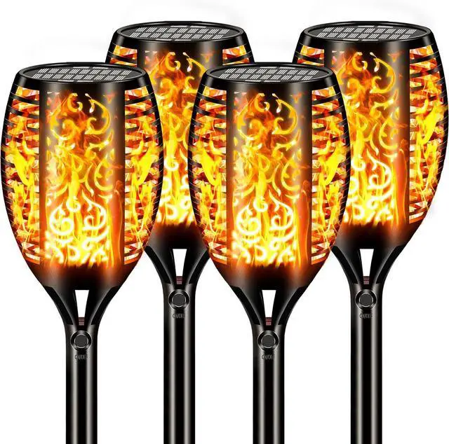 Main image of Upgraded Larger Solar Lights Outdoor Waterproof 96 LED, 43" Outdoor Lights, Solar Torch Light with Flickering Flame, Led Lights for Garden Decor, Patio, Yard, Pathway, 4Pack
