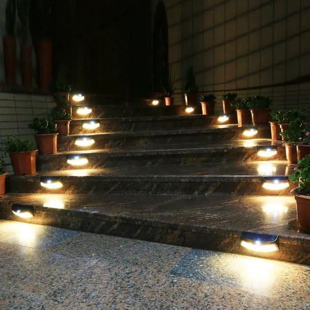 Alt view image 7 of 7 - XTF2015 Solar Step Lights Outdoor, Motion Sensor Lights, Copper Outdoor Step Lights, Waterproof LED Solar Light for Stair, Patio, Yard, Fence, Walkways, Outside Wall (2 Pack, Warm White)