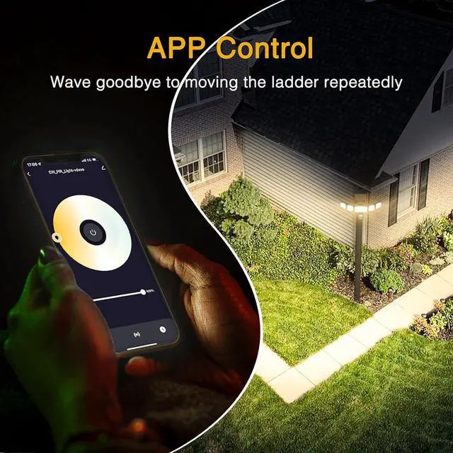 Alt view image 2 of 7 - Onforu 55W Smart LED Security Lights Motion Sensor Outdoor 5 Heads, 340° Illumination WiFi Alexa Flood Light 5500LM APP Control, 2500K-6500K Exterior Motion Detector, IP65 Wall Light for Yard, Balck