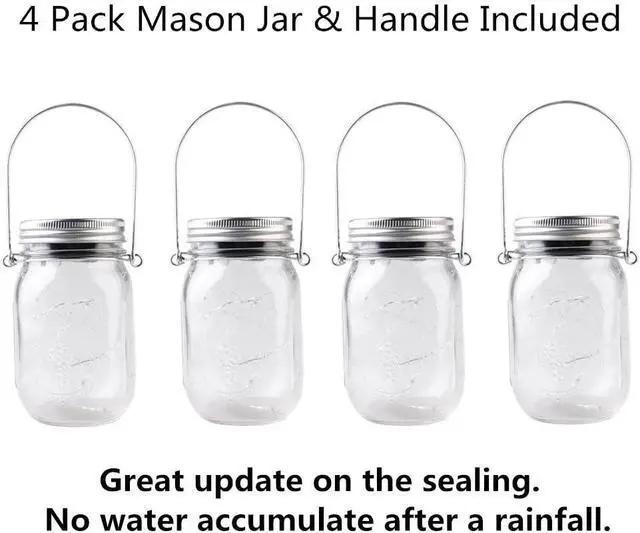 Alt view image 5 of 7 - CHBKT 4-Pack Solar-powered Mason Jar Lights (Mason Jar / Handle Included),20 Bulbs Jar Hanging Light,Garden Outdoor Solar / Hanging Lantern,Decor Solar Light,Table Light,Patio Path Light,Warm White
