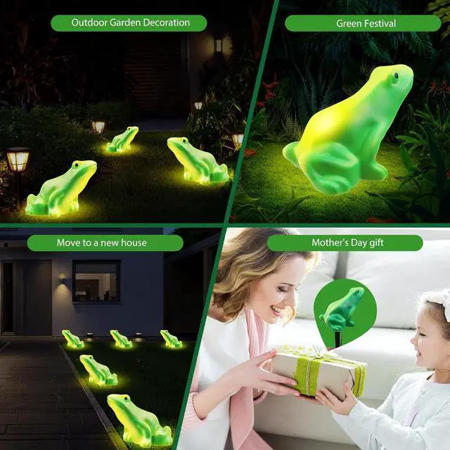 Alt view image 6 of 7 - Solar Frog Path Lights Outdoor for Garden Art Decor,6PACKS Frog Easter Gifts Decorations,Frog Lights for Housewarming Gifts,Lawn Ornament,Garden Decor Gifts for House,Women,Mom Day,Grandma