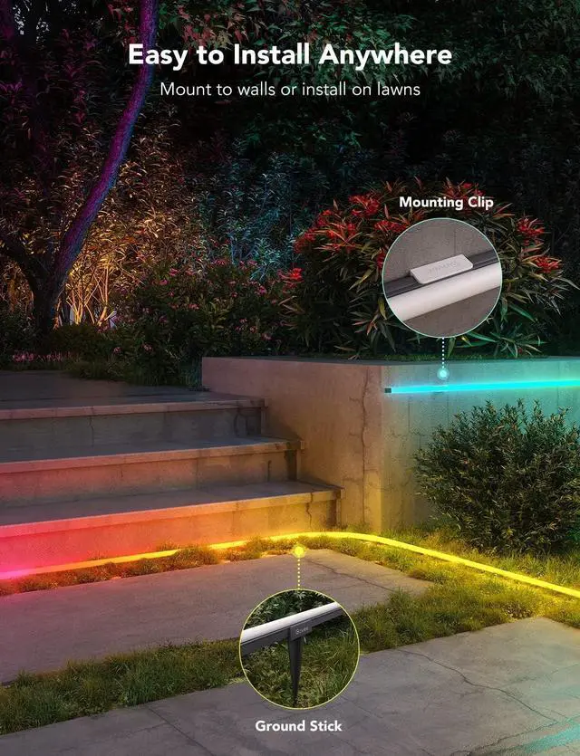 Alt view image 6 of 7 - Govee Outdoor Neon Rope Lights, 32.8ft RGBIC IP67 Waterproof Patio Decorations with 64 Scene Modes, Music Sync, Flexible LED Outdoor Lights, Neon Lights Work with Alexa, Google Assistant
