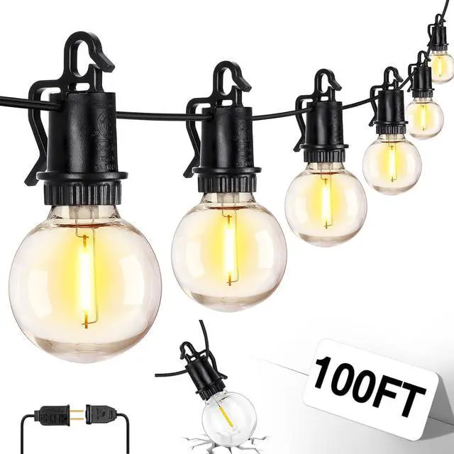 Main image of ZJOJO 100FT Outdoor String Lights, G40 Globe Outdoor Lights with 30 Shatterproof LED Bulbs (3 Spare), 2700K Hanging IP65 Waterproof Patio Light String Lights for Outside Backyard Porch Party