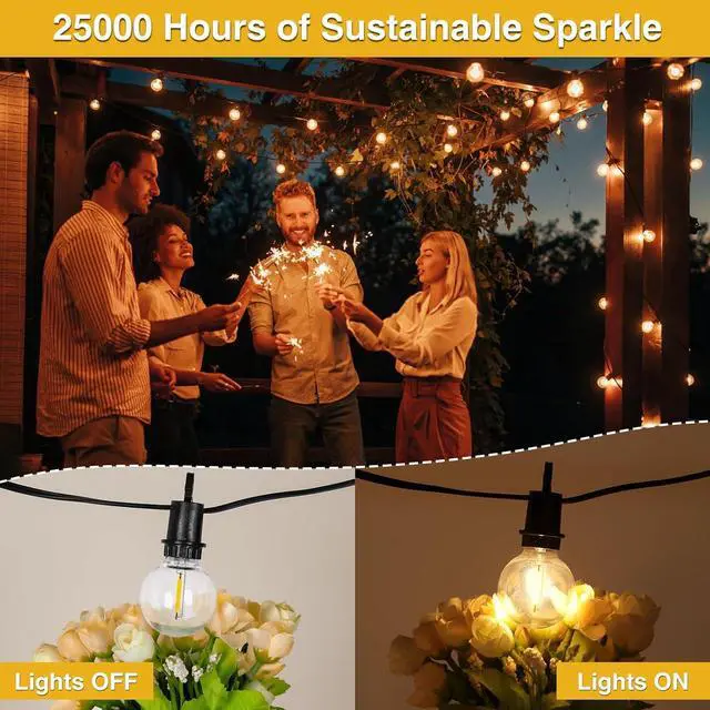 Alt view image 2 of 7 - ZJOJO 100FT Outdoor String Lights, G40 Globe Outdoor Lights with 30 Shatterproof LED Bulbs (3 Spare), 2700K Hanging IP65 Waterproof Patio Light String Lights for Outside Backyard Porch Party