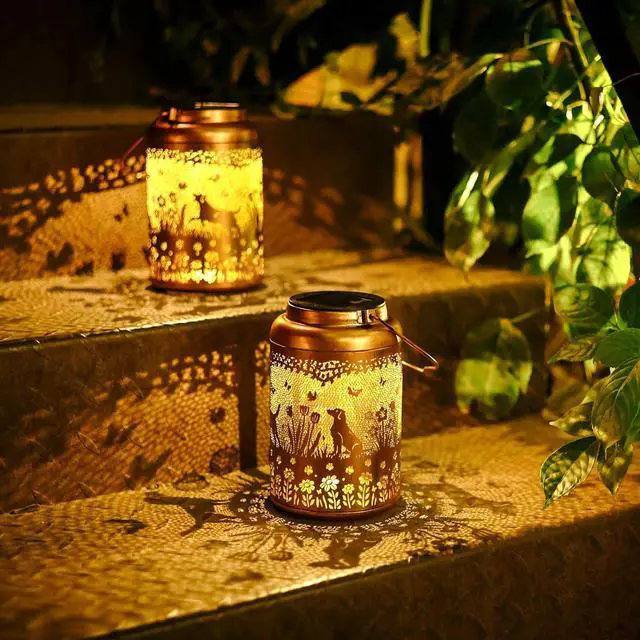 Alt view image 6 of 7 - Solar Lanterns Outdoor Waterproof Garden Decor Dog Solar Lights Gifts for Women Men Mom Hanging Lantern LED Light Metal Dog Decoration Outside for Yard,Lawn,Porch,Patio,Tabletop