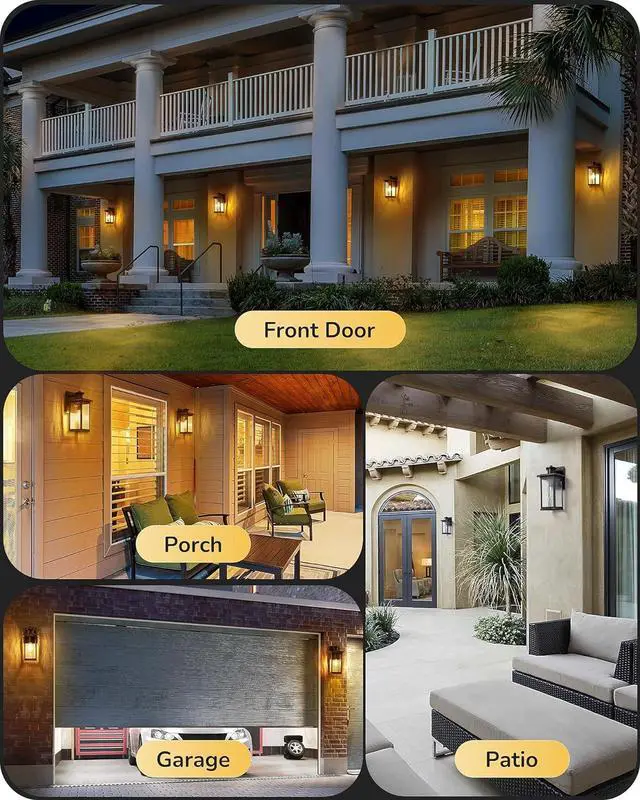 Alt view image 6 of 7 - EDISHINE Motion Sensor Outdoor Light Fixtures Wall Mount, Dusk to Dawn Front Porch Light with Water Ripple Glass, Waterproof Outdoor Wall Lights for Door Garage Patio, 2 Pack