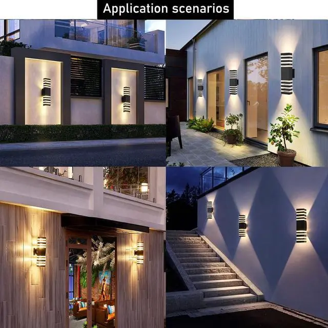 Alt view image 5 of 5 - 18.3inch 1pack LED Square Up&Down Wall Lights 24W 4000K Day White Outdoor Wall Light Aluminum Body Waterproof IP65 led Porch Light for House Patio Garage Garden No Sensor