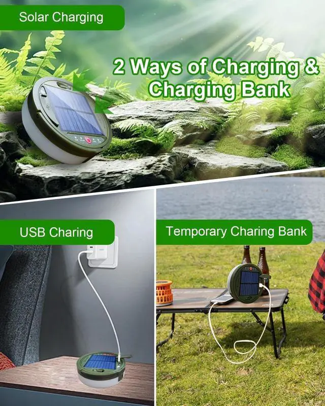 Alt view image 3 of 7 - Camping String Lights, 39Ft Fairy Strip, Solar & USB Rechargeable Portable Tent Lantern with Remote Control & 5 Lighting Modes for Hiking, Night Trip, Events Decoration Indoor Outdoor IP44 Waterproof