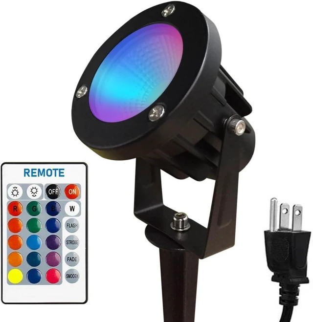 Main image of Color LED Outdoor Landscape Spotlight - Waterproof Remote Spot Lights for Yard Tree House Christmas Lighting, 120V 10W, Dual Mode