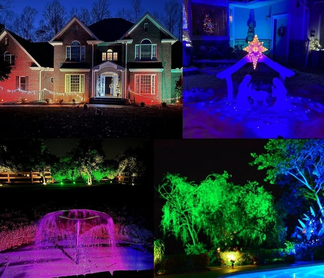 Alt view image 3 of 7 - Color LED Outdoor Landscape Spotlight - Waterproof Remote Spot Lights for Yard Tree House Christmas Lighting, 120V 10W, Dual Mode