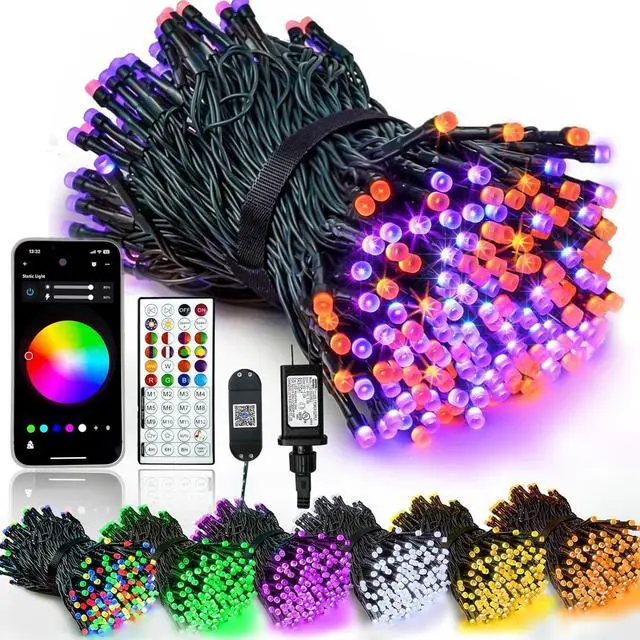 Main image of Smart Color Changing Halloween Lights with Remote & APP Control, 66FT 200LED Waterproof RGB Music Sync Christmas Twinkle Lights with Timer & Dimmable for Indoor Outdoor Horror Party Halloween Decor