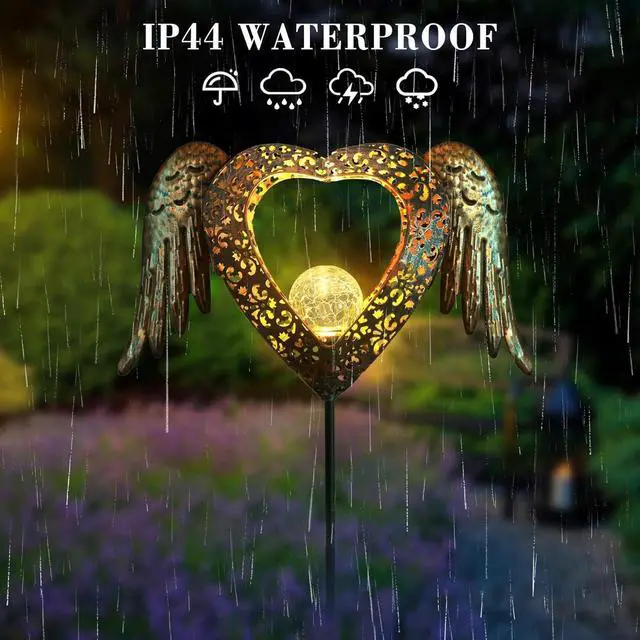 Alt view image 2 of 7 - KAIXOXIN LEDs Solar Stake Lights for Garden Metal Warm White, Memorial Gift - Perfect as Remembrance & Sympathy Gifts (Heart-Bronze)