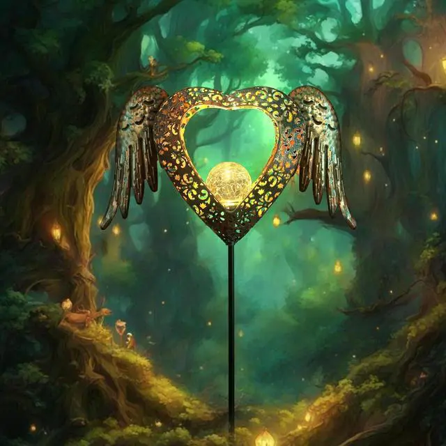 Alt view image 5 of 7 - KAIXOXIN LEDs Solar Stake Lights for Garden Metal Warm White, Memorial Gift - Perfect as Remembrance & Sympathy Gifts (Heart-Bronze)