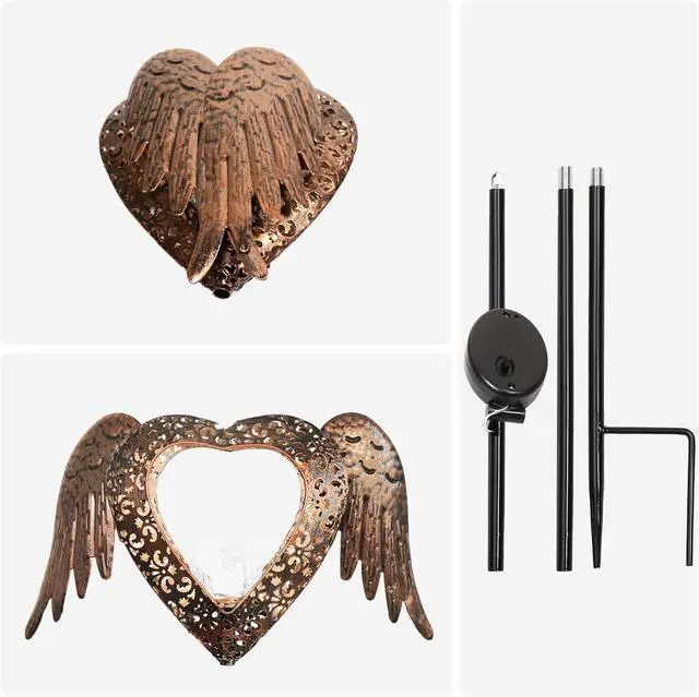 Alt view image 7 of 7 - KAIXOXIN LEDs Solar Stake Lights for Garden Metal Warm White, Memorial Gift - Perfect as Remembrance & Sympathy Gifts (Heart-Bronze)