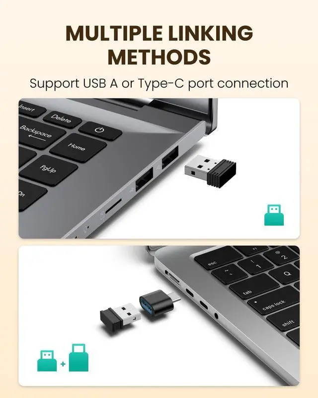 Alt view image 5 of 7 - Ergonomic Wireless Rechargeable Mouse, Bluetooth+USB A+Type C(3 in 1) Connection, 5 Levels Up to 4800 DPI, 6 Silent Buttons, 2.4GHz Carpal Tunnel Vertical Mice, for Laptop, Desktop,MacBook-black