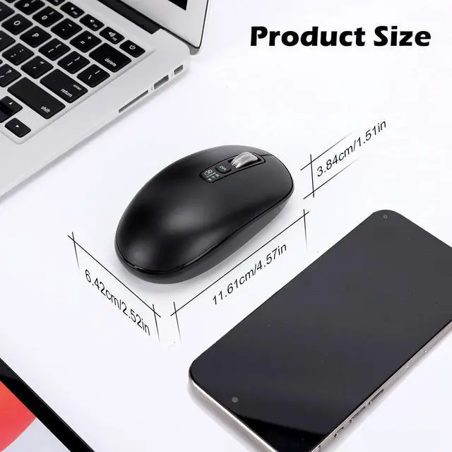 Alt view image 6 of 7 - Wireless Bluetooth Mouse,USB+BT×2,Multi Device Ergo Full Size Mouses-big Hand,Metal 4-Way Super Scrolling,± 3000 DPI,10 Buttons,Plug&Play,Quiet,w/ 2 Batteries,Mice for Laptop,Computer,Tablet,Mac,iPad