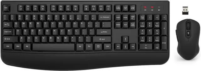 Main image of Wireless Keyboard and Mouse Combo, EDJO 2.4G Full-Sized Ergonomic Computer Keyboard with Wrist Rest and 3 Level DPI Adjustable Wireless Mouse for Windows, Mac OS Desktop/Laptop/PC
