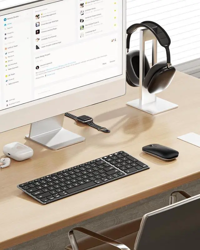 Alt view image 7 of 7 - seenda Bluetooth Keyboard and Mouse for Mac, SKM64-2 Multi-Device Rechargeable Slim Wireless Keyboard Mouse Stainless Steel Full Size, Compatible with MacBook Pro/Air, iPad, Mac - Space Gray