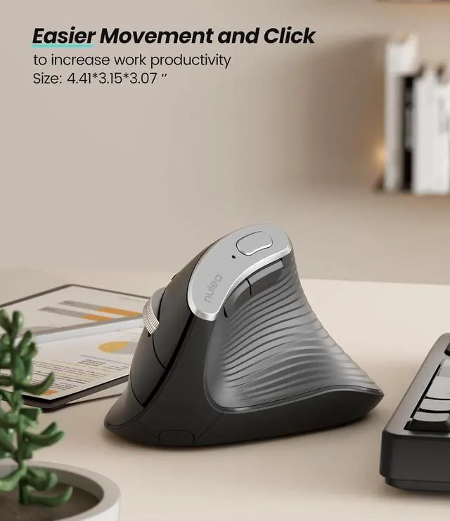 Alt view image 7 of 7 - Nulea M510 Vertical Mouse Wireless, Ergonomic Mouse for Comfy Tracking, 3 Adjustable DPI (800-1200-1600), 2.4G Wireless Vertical Mouse with 6 Buttons, Compatible with Windows, Mac OS, Laptop, PC, Grey