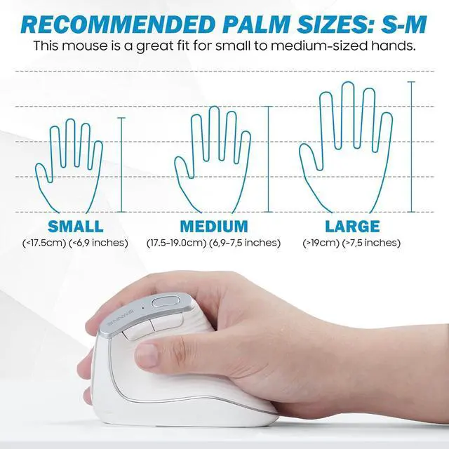 Alt view image 4 of 7 - Wireless Vertical Ergonomic Mouse, Multi-Device(Bluetooth + 2.4G Connection), 4 Adjustable DPI, 7 Buttons Computer Mouse for PC, Laptop, Desktop, MacBook - White